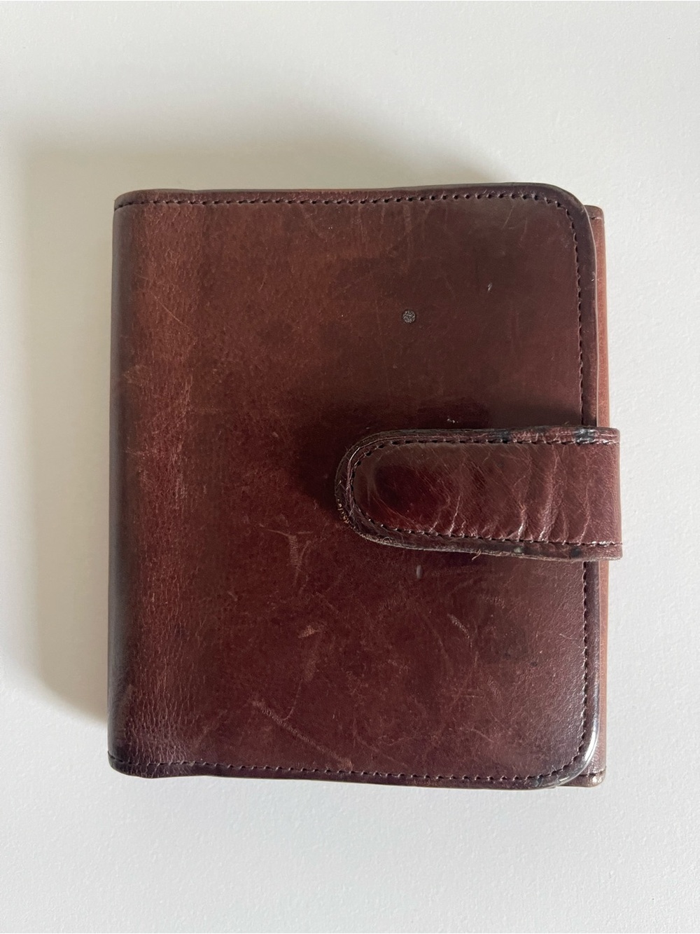 Coach Dark Brown Leather Bifold Wallet with Snap Tab